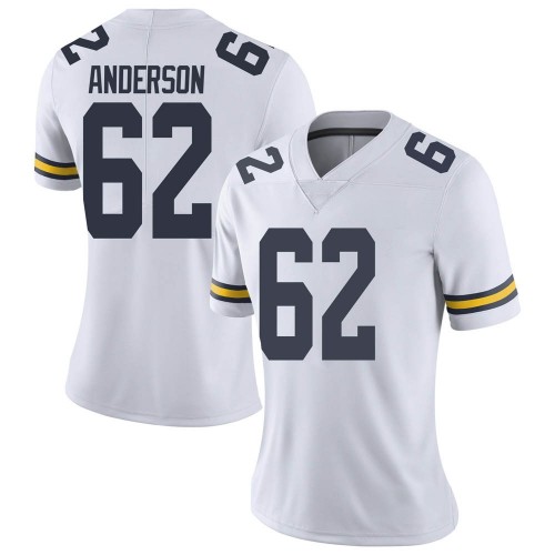 Raheem Anderson Michigan Wolverines Women's NCAA #62 White Limited Brand Jordan College Stitched Football Jersey HMB8254DV